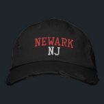 Casquette Brodée NEWARK NJ Rouge et blanc sur le Vintage noir<br><div class="desc">NEWARK NJ Broderie rouge et blanche sur casquette en coton vintage noir. La broderie est personnalisable à d'autres choix de couleurs en sélectionnant le bouton "Modifier la conception" de l'outil. Vous pouvez également choisir la couleur du casquette sur la page principale de l'article.</div>