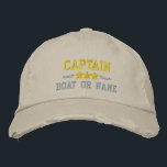Casquette Brodée Nom du bateau Capitaine Stars nautiques Gold Silve<br><div class="desc">Voilier en style avec un casquette brodé personnalisé kaki avec votre grade de capitaine ou autre titre, votre nom ou nom de bateau et étoiles. Plusieurs couleurs de casquette et de fil à choisir. Fait un grand cadeau personnalisé pour la Fête des pères, la fête des mères ou toute occasion....</div>