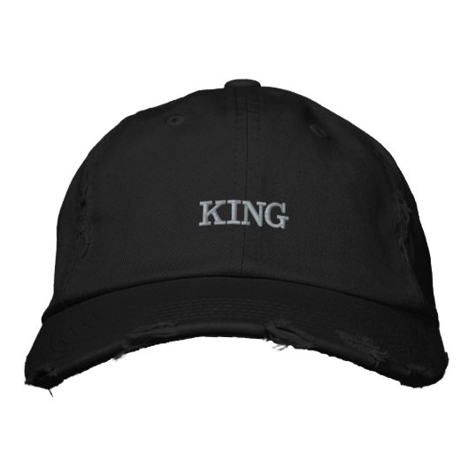 Casquette Brodée Nom du roi Threads déchiré Twill chino  (Devant)