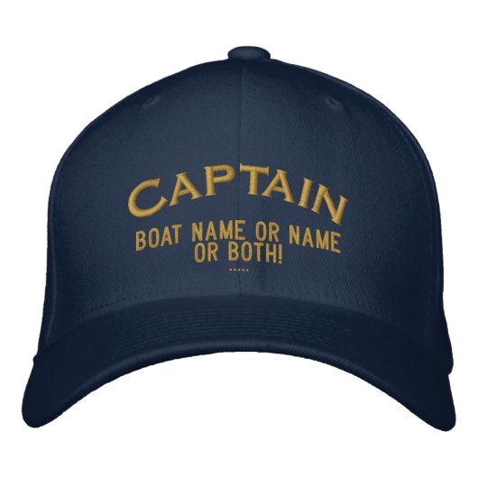 Casquette Brodée Nom ou tous les deux de capitaine Your Boat Name (Devant)