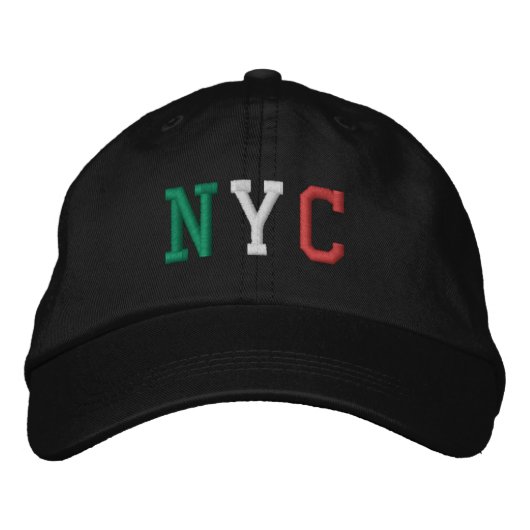 Casquette Brodée NYC Italie Drapeau classique Vert Blanc Rouge sur (Devant)