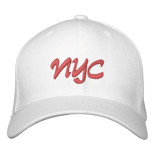 Casquette Brodée NYC ou do-it-yourself Initiales rouge sur blanc (Devant)