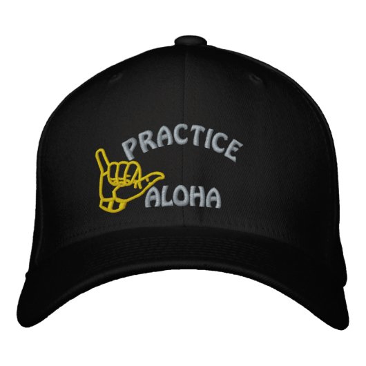 Casquette Brodée Oahu Pratiquer Aloha Shaka (Hang lâche) (Devant)