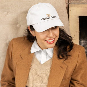 Casquette Brodée Officiellement Pris & Anneaux de Mariage, Mariée,