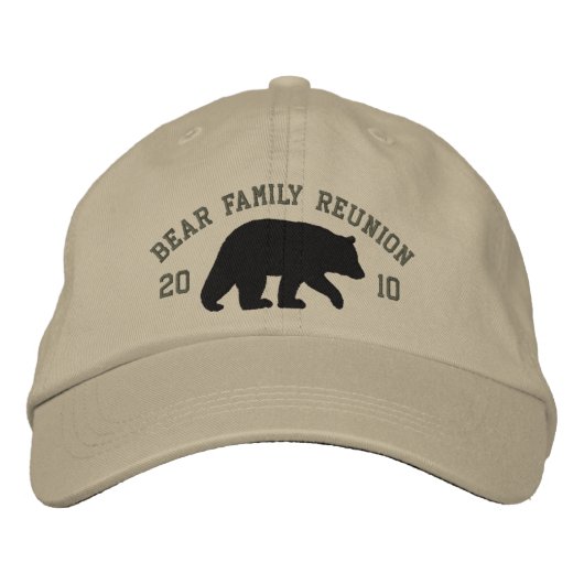Casquette Brodée Ours noir avec texte personnalisable (Devant)