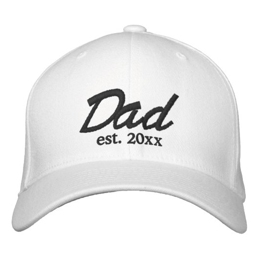 Casquette Brodée Papa Date d'établissement noir et blanc script per (Devant)