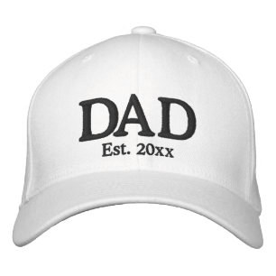 Casquette Brodée Papa Date établie blanc noir coutume moderne