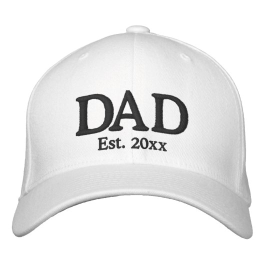 Casquette Brodée Papa Date établie blanc noir coutume moderne (Devant)