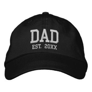 Casquette Brodée Papa Date établie noir blanc coutume athlétique