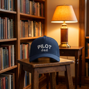 Casquette Brodée Papa Pilote Bleu Aviation Nom Personnalisé Retrait