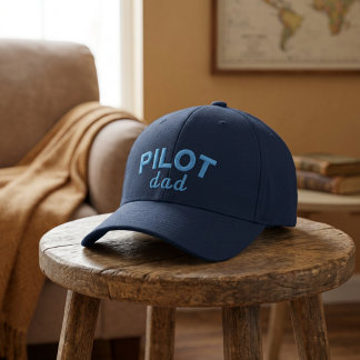 Casquette Brodée Papa Pilote Bleu Aviation Nom Personnalisé Retrait