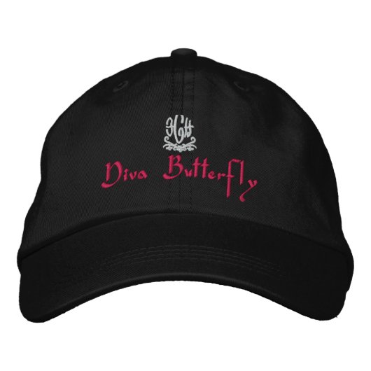 Casquette Brodée Papillon Diva Noir (Devant)