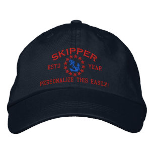 Casquette Brodée Personalizable YEAR and Names Skipper Yacht Flag