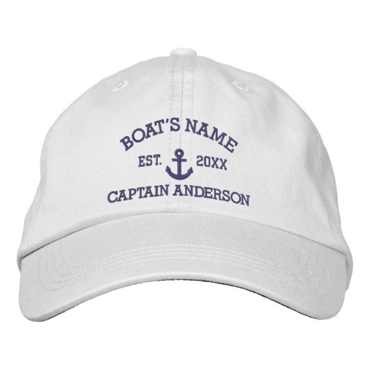 Casquette Brodée Personalized Boat & Captain Name (Devant)