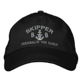 Casquette Brodée Personalized Initials Text Skipper Silver Star (Devant)