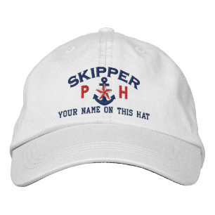 Casquette Brodée Personalized Initials Text Skipper Star Anchor
