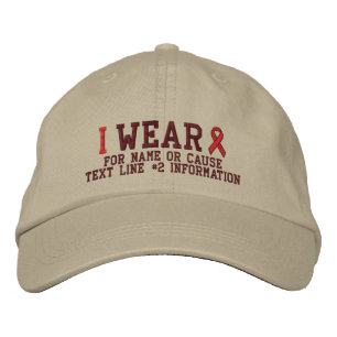 Casquette Brodée Personalized Red Ribbon Awareness Embroidery