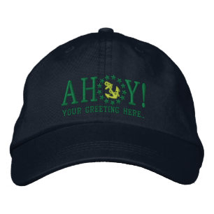 Casquette Brodée Personnalisé AHOY ! Broderie de voeux nautiques