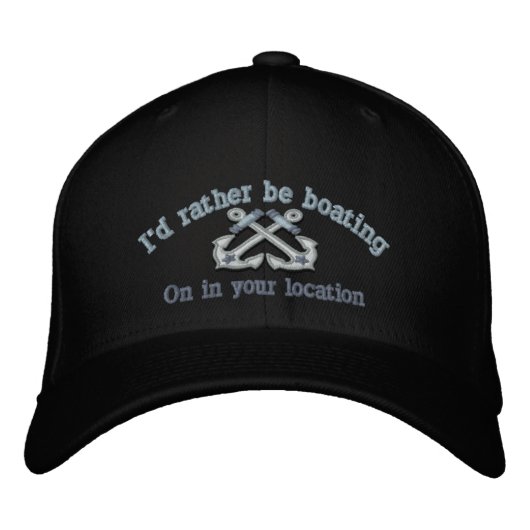 Casquette Brodée Personnalisé Nautical Je préférerais faire du bate (Devant)