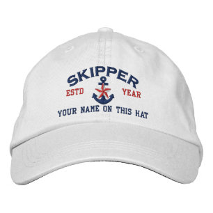 Casquette Brodée Personnalisé Votre Nom Année Skipper Star Ancre