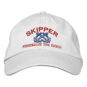 Casquette Brodée Personnaliser Ce Nom Emplacement Skipper Nautique (Devant)