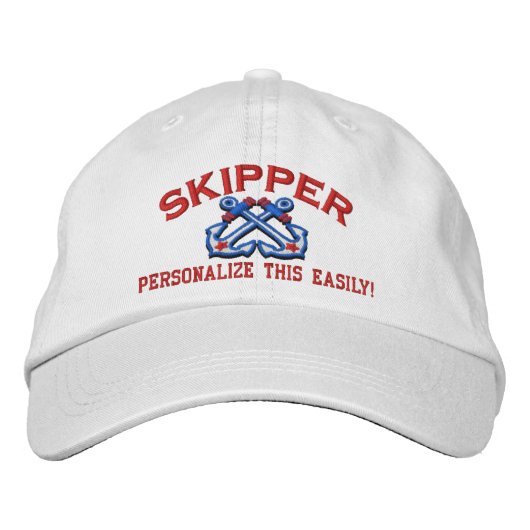 Casquette Brodée Personnaliser Ce Nom Emplacement Skipper Nautique (Devant)