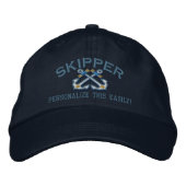 Casquette Brodée Personnaliser Ce Nom Emplacement Skipper Nautique (Devant)