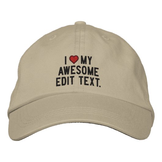 Casquette Brodée Personnalisez Ceci ! Modifier le texte que j'aime (Devant)