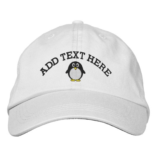 Casquette Brodée Pingouin mignon de bande dessinée avec le nom ou (Devant)