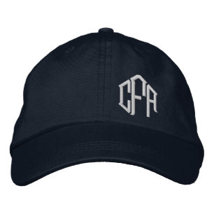 Casquette Brodée Police de bloc blanc bleu marine Monogramme