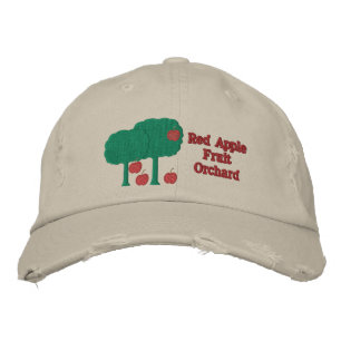 Casquette Brodée Pommes rouges douces et pommier ferme d'orchidées
