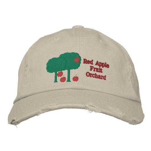 Casquette Brodée Pommes rouges douces et pommier ferme d'orchidées (Devant)