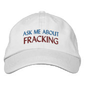 CASQUETTE BRODÉE "POSEZ-MOI DES QUESTIONS SUR LE FRACKING" (Devant)