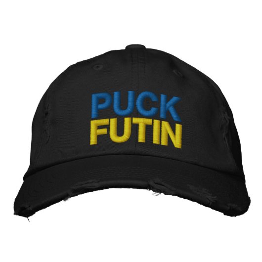 Casquette Brodée Puck Foutine - Drapeau Ukrainien - Liberté Pour L' (Devant)