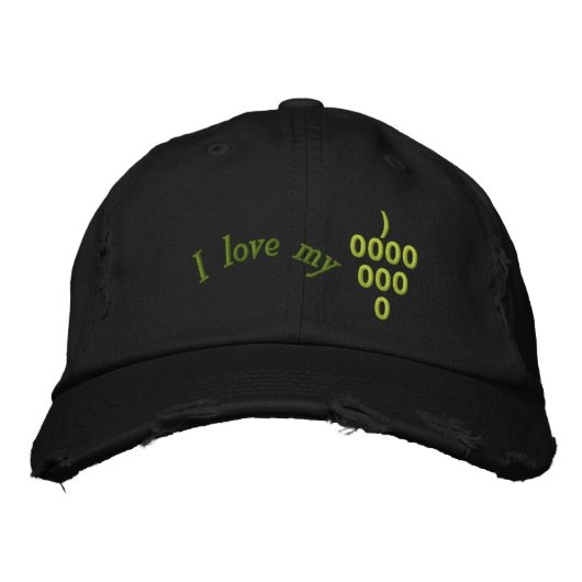 Casquette Brodée raisins, vignobles, vignerons, sommelier, vin lov (Devant)