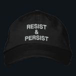 Casquette Brodée Résister et persister à la contestation politique<br><div class="desc">Montrez que vous ne céderez pas à la tyrannie et incitez d'autres à protester en portant un casquette de baseball avec les mots "Résister & Persister" brodés en gras en blanc sur un arrière - plan noir. Les casquettes sont disponibles en d'autres couleurs dans l'encadré. Pour voir le design Resist...</div>