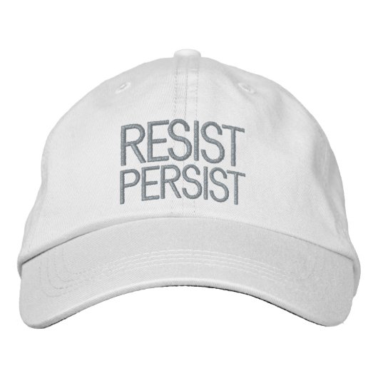 Casquette Brodée Résister Persister blanc rose clair (Devant)