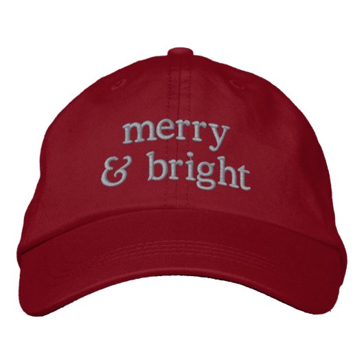 Casquette Brodée Retro Noël Rose Rouge Joyeux Bright Custom Chic (Devant)