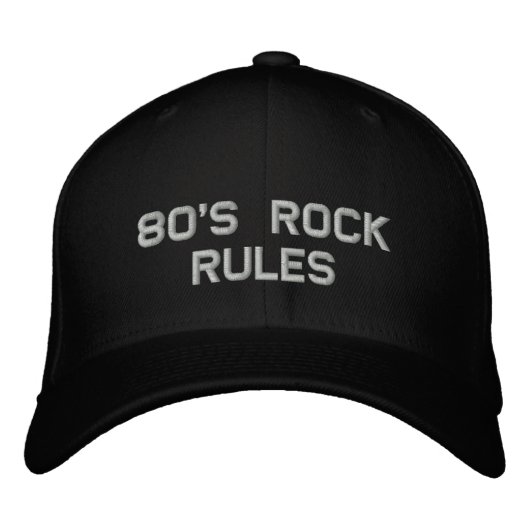 Casquette Brodée Rock Rules Casquette-2 des années 80 (Devant)