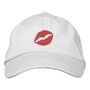 Casquette Brodée Rouge à lèvres rouge fraise Empreinte de baiser