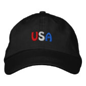 Casquette Brodée Rouge blanc et bleu USA noir (Devant)