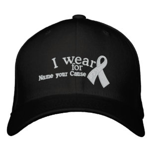 Casquette Brodée Ruban de recherche personnalisé White Hope Cancer 