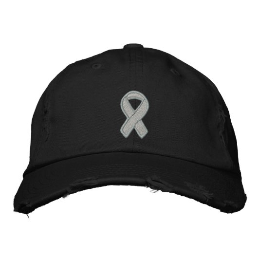 Casquette Brodée Ruban de sensibilisation gris (Devant)