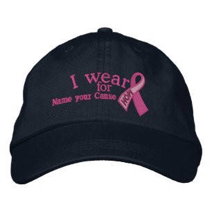Casquette Brodée Ruban de votre texte personnalisé Pink Hope Cancer
