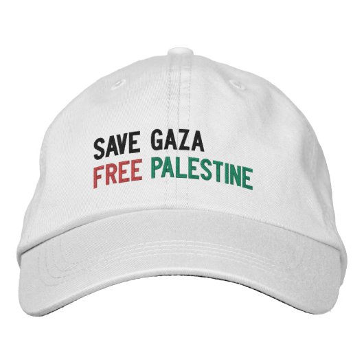 Casquette Brodée Save Gaza Free Palestine noir rouge blanc (Devant)