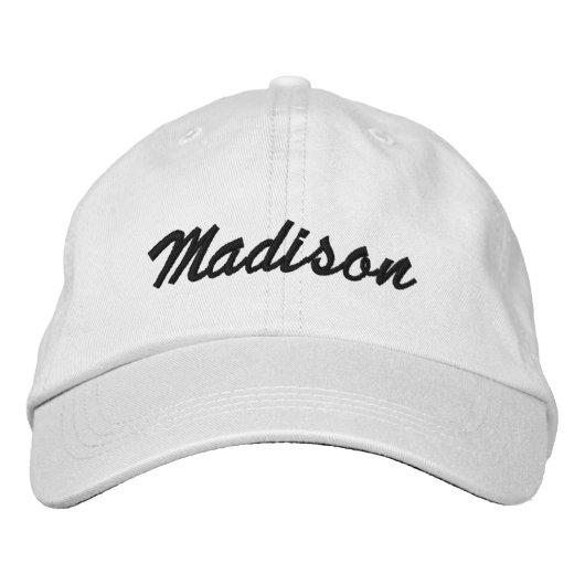 Casquette Brodée Script Nom personnalisé texte noir blanc (Devant)