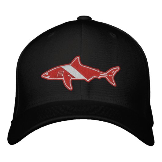 Casquette Brodée Shark Diver Dive Indicateur sur texte (Devant)