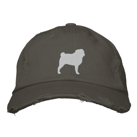 Casquette Brodée Silhouette de Pug (Devant)