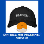 Casquette Brodée SIMPLE Bienheureux Broderie Blanche Texte Casquett<br><div class="desc">Minimaliste BLESSED Texte Blanc Brodé Casquette noir. Portez votre message de foi chrétienne. Personnalisez ce design simple avec vos versets d'Écriture biblique préférés ajoutés aux côtés gauche/droite du casquette. Customisez-le avec la couleur/la police de votre choix. Lettres noires modernes dans tous les casquettes.</div>