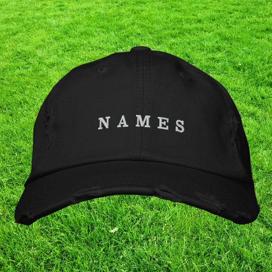 Casquette Brodée Simple Minimal Black Custom Ajouter Votre Nom Élég